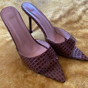 Crocodile Embossed Stiletto Mules